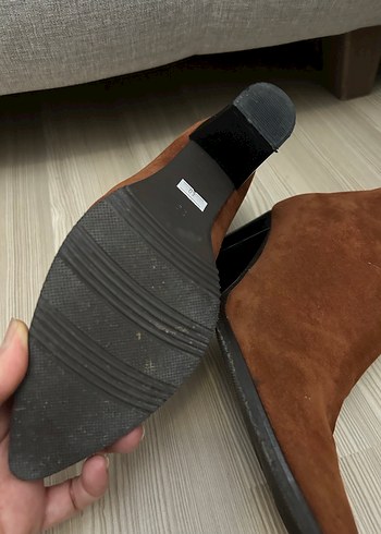 Kahverengi Süet Kadın Topuklu Bot - Görsel 4