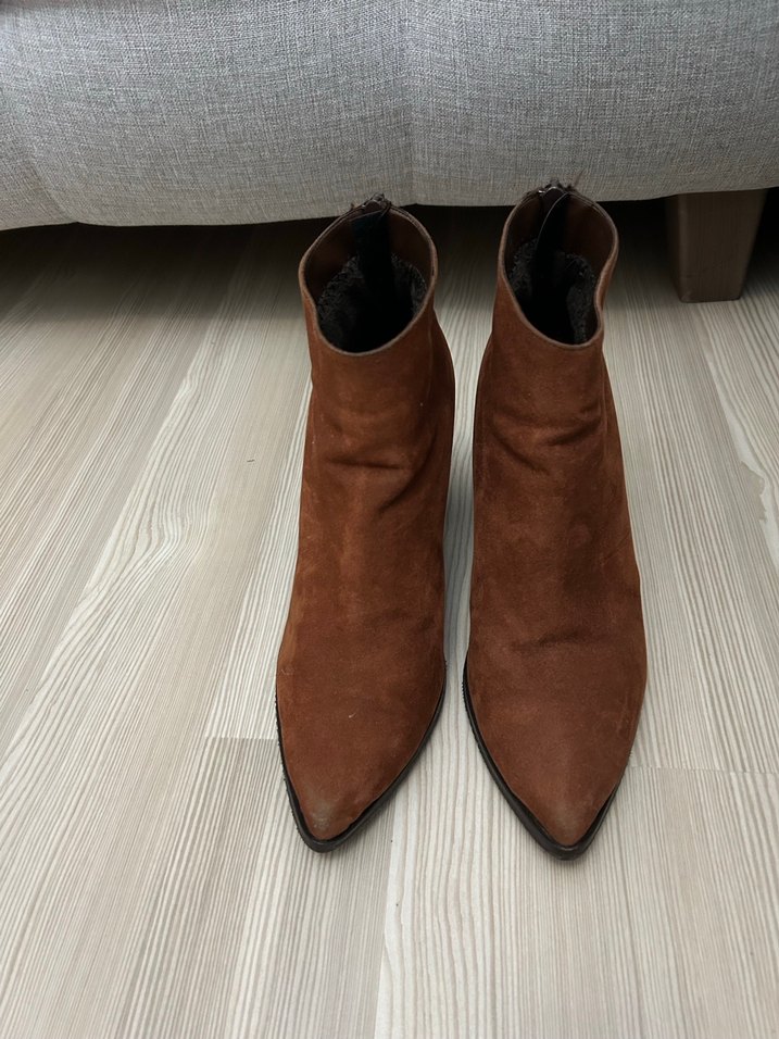 Kahverengi Süet Kadın Topuklu Bot - Görsel 2