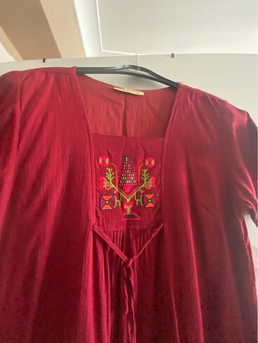 xl Beden bordo Renk Şile bezi elbise