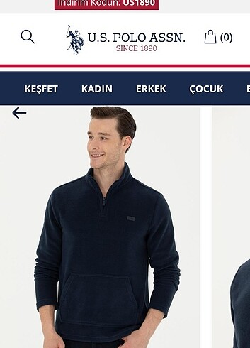U.S. Polo dik yaka erkek sweatshirt