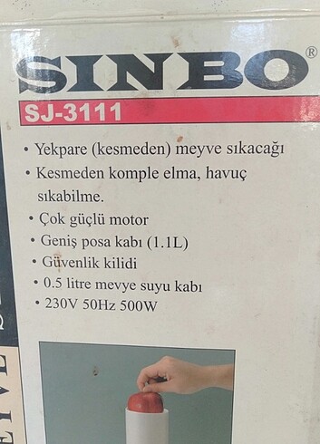 Beden Sinbo katı meyve sıkacağı