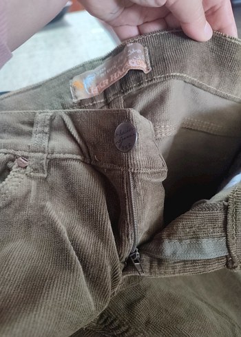 Düğmeli Kadın Süet Pantolon - Kahverengi - Görsel 8