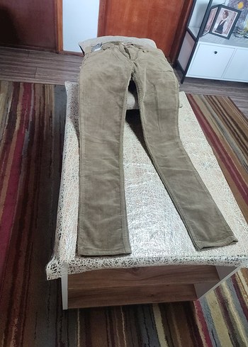 Düğmeli Kadın Süet Pantolon - Kahverengi - Görsel 3