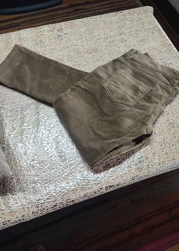 Düğmeli Kadın Süet Pantolon - Kahverengi - Görsel 4