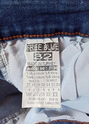 32 Beden mavi Renk YENİ FREE BLUE JEANS 32 BEDEN