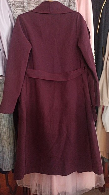 xl Beden bordo Renk Kaşe,BORDO CEPLİ, KUŞAKLI BOL KESİM 