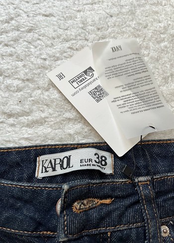 Lacivert Denim Etek Karol - Görsel 3