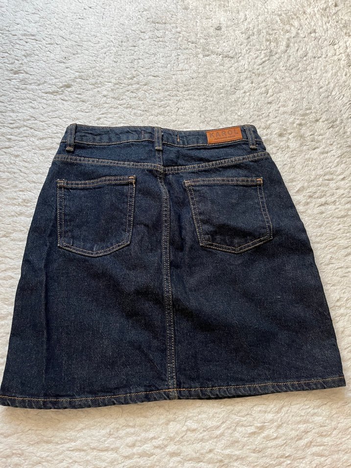 Lacivert Denim Etek Karol - Görsel 2