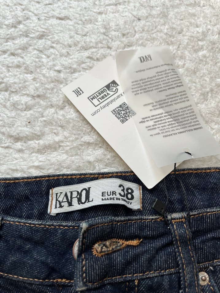 Lacivert Denim Etek Karol - Görsel 3