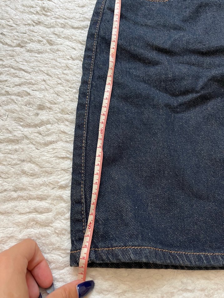 Lacivert Denim Etek Karol - Görsel 4