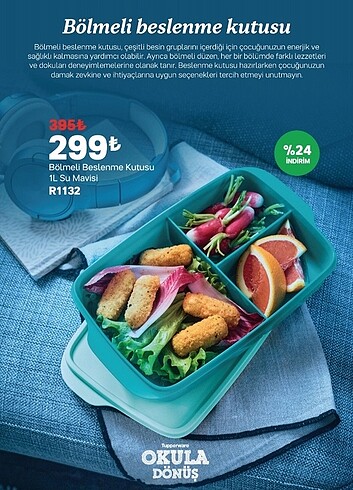 Tupperware bölmeli beslenme kabı 1lt 