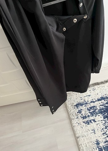 Düğmeli Siyah scuba Kadın Takım - Görsel 2