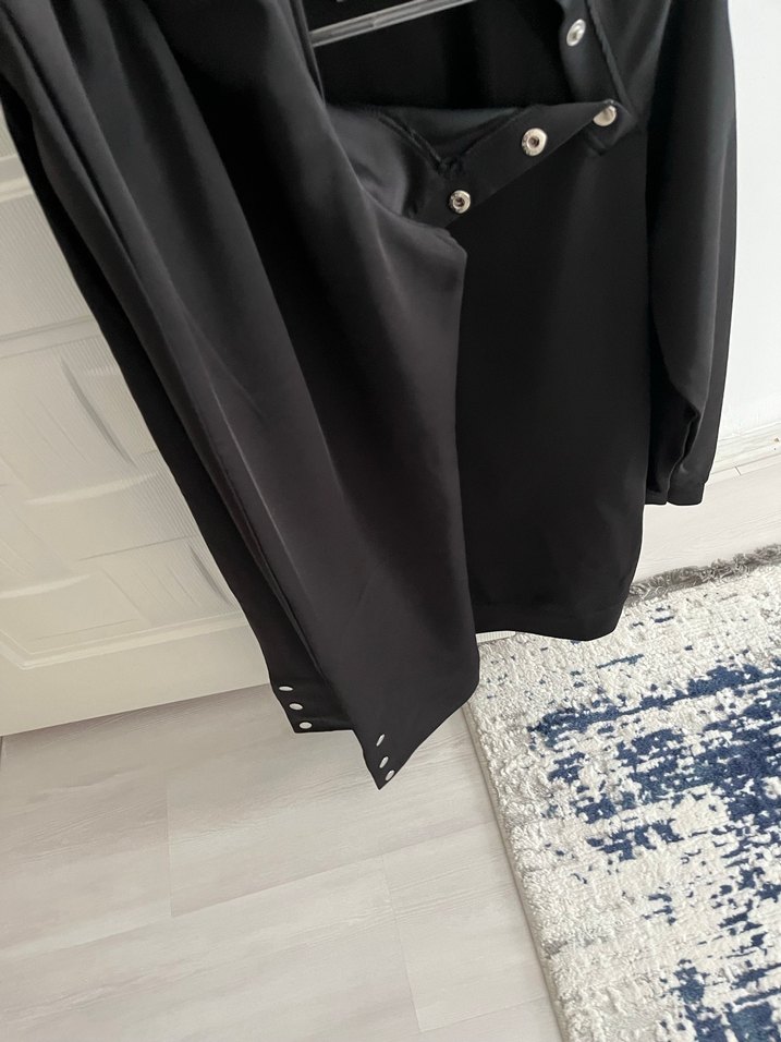 Düğmeli Siyah scuba Kadın Takım - Görsel 2