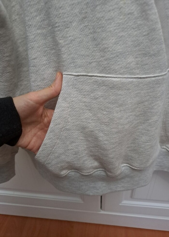 Yeni , Mavi Jeans Kapşonlu Sweatshirt - Görsel 2