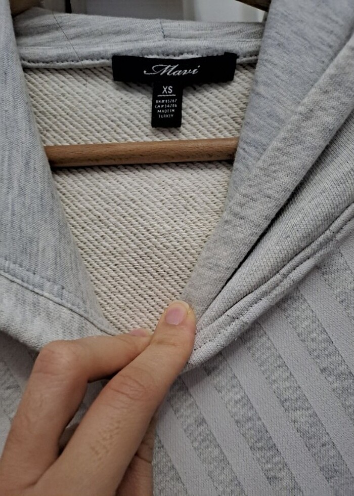 Yeni , Mavi Jeans Kapşonlu Sweatshirt - Görsel 4