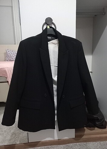Zara Zara Kruvaze Oversize Siyah Blazer