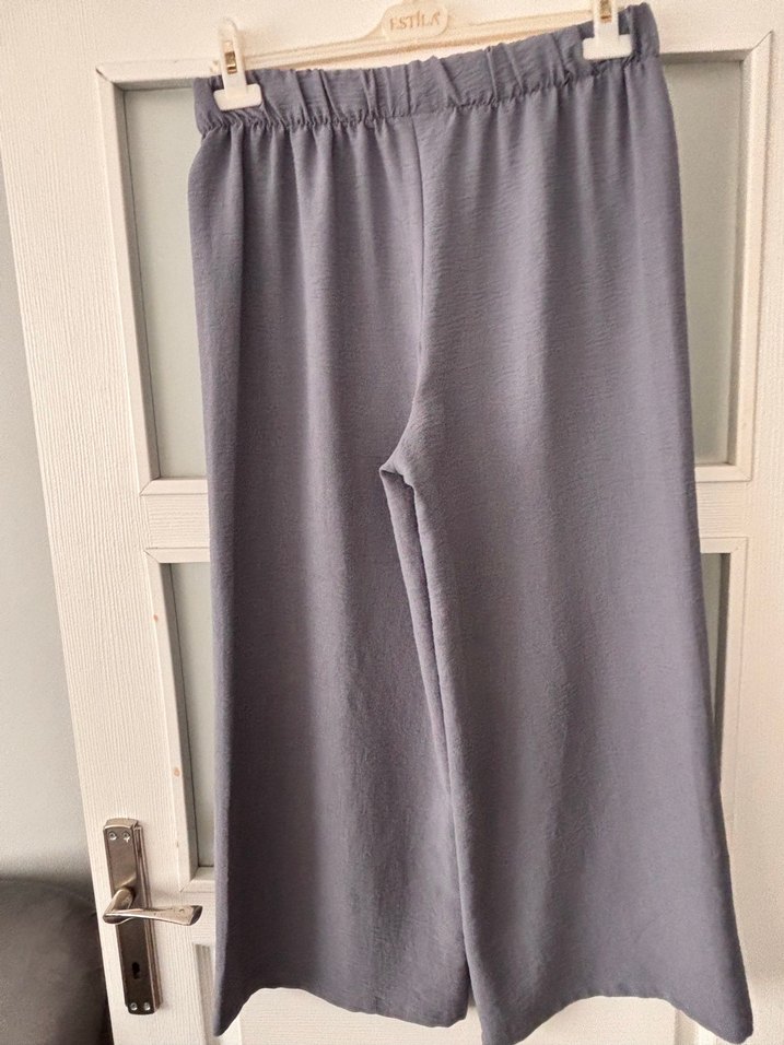 Gri Uzun Kadın Pantolon - Görsel 4