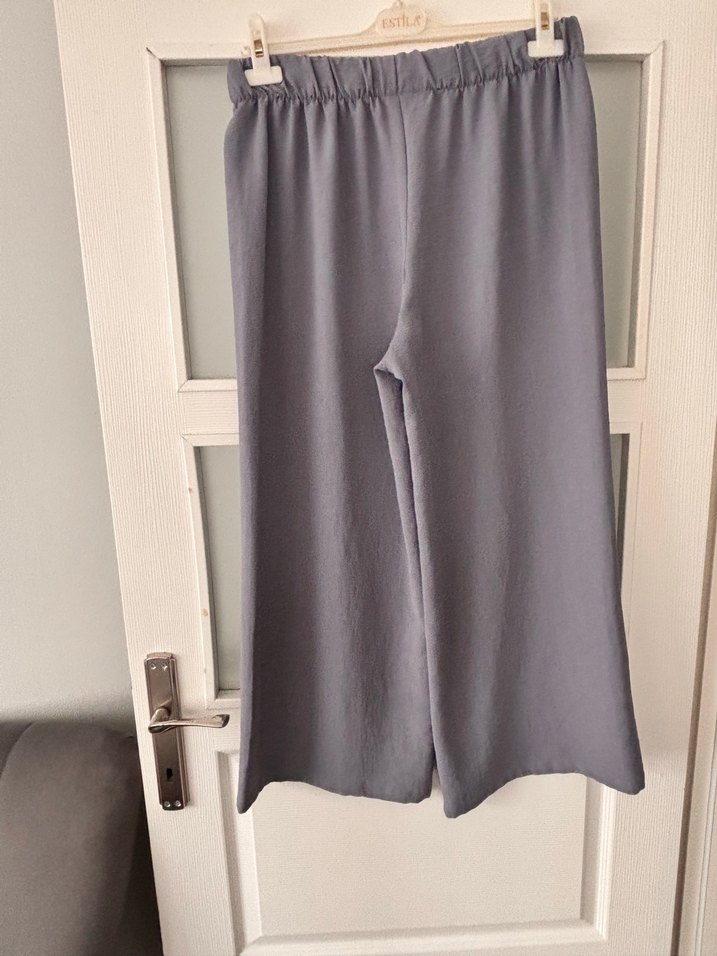 Gri Uzun Kadın Pantolon - Görsel 3