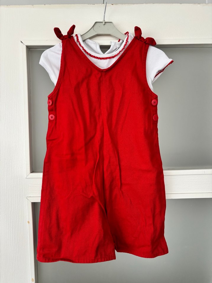 Kız Çocuk Kırmızı tulum - Görsel 3