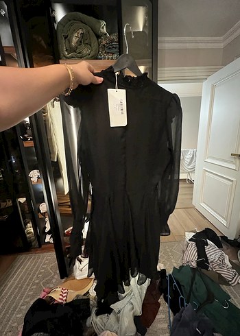 Siyah Transparan Mini Gotik Elbise - Görsel 5