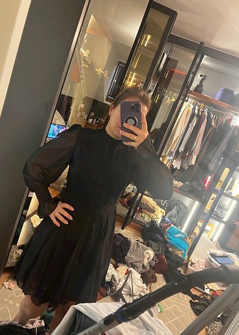 Siyah Transparan Mini Gotik Elbise - Görsel 3