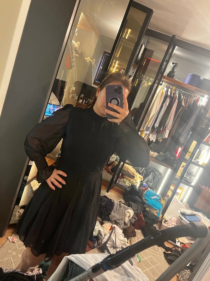 Siyah Transparan Mini Gotik Elbise - Görsel 3