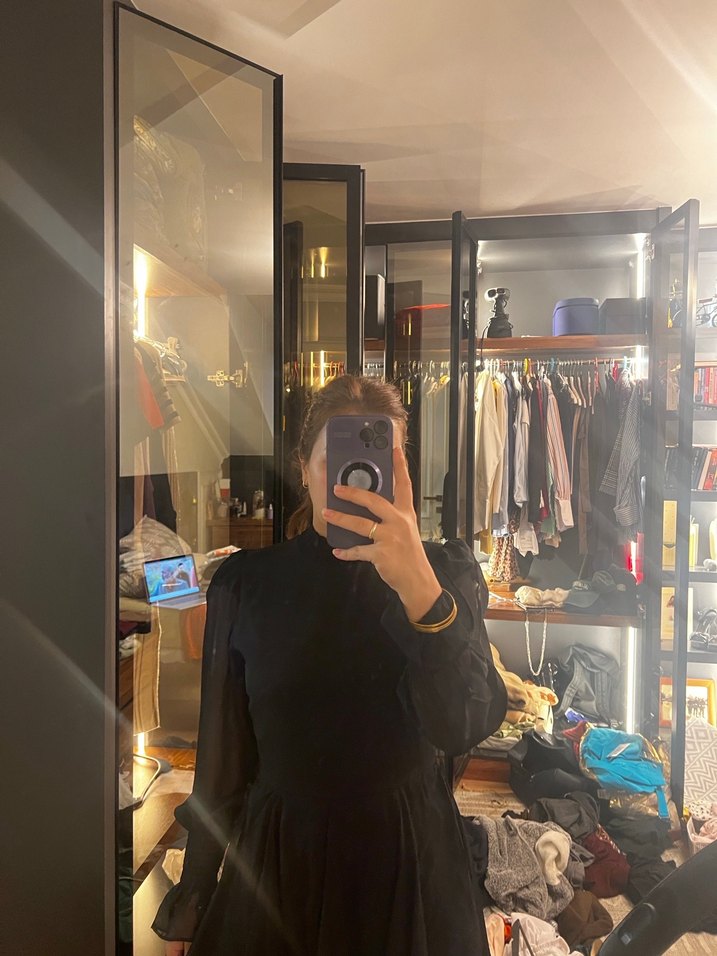 Siyah Transparan Mini Gotik Elbise - Görsel 2