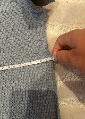 s Beden Zara Mavi Oversize Crop Polo Yaka Tişört