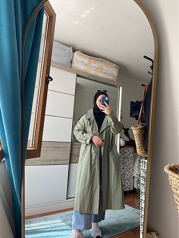 l Beden yeşil Renk trençkot