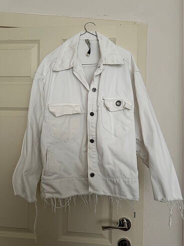 Beyaz kot ceket oversize