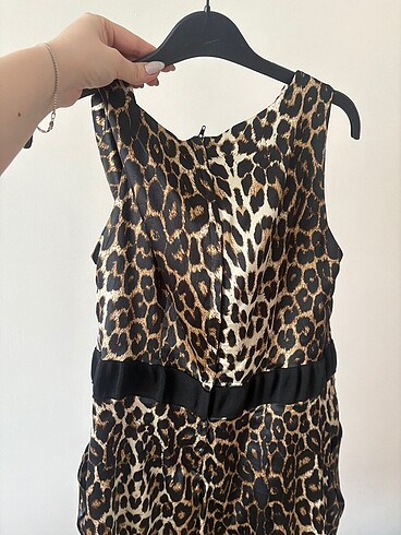 Leopar saten elbise - Görsel 5