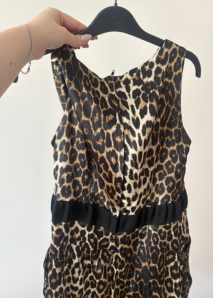 Leopar saten elbise - Görsel 5