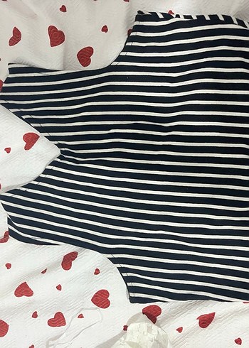 Çizgili V Yaka Bluz - Görsel 2