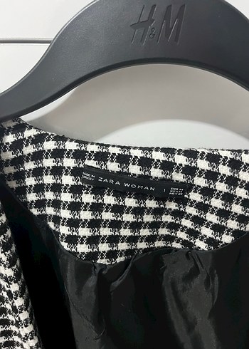 Düğmeli Siyah Beyaz Kareli Kadın Ceket - Görsel 2