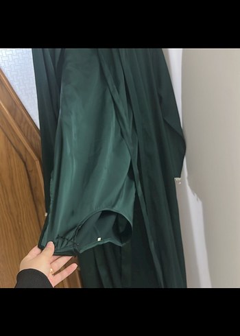 taşlı  ikili abaya zümrüt yeşil - Görsel 3