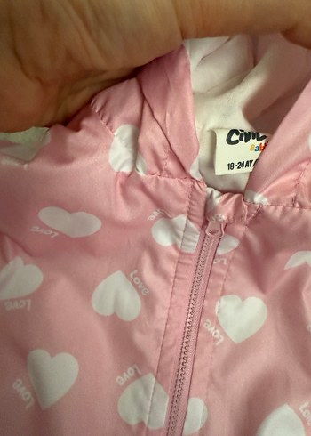 Kız Çocuk Kapüşonlu Pembe Yağmurluk - Görsel 2