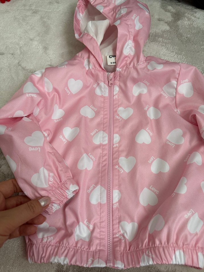 Kız Çocuk Kapüşonlu Pembe Yağmurluk - Görsel 3