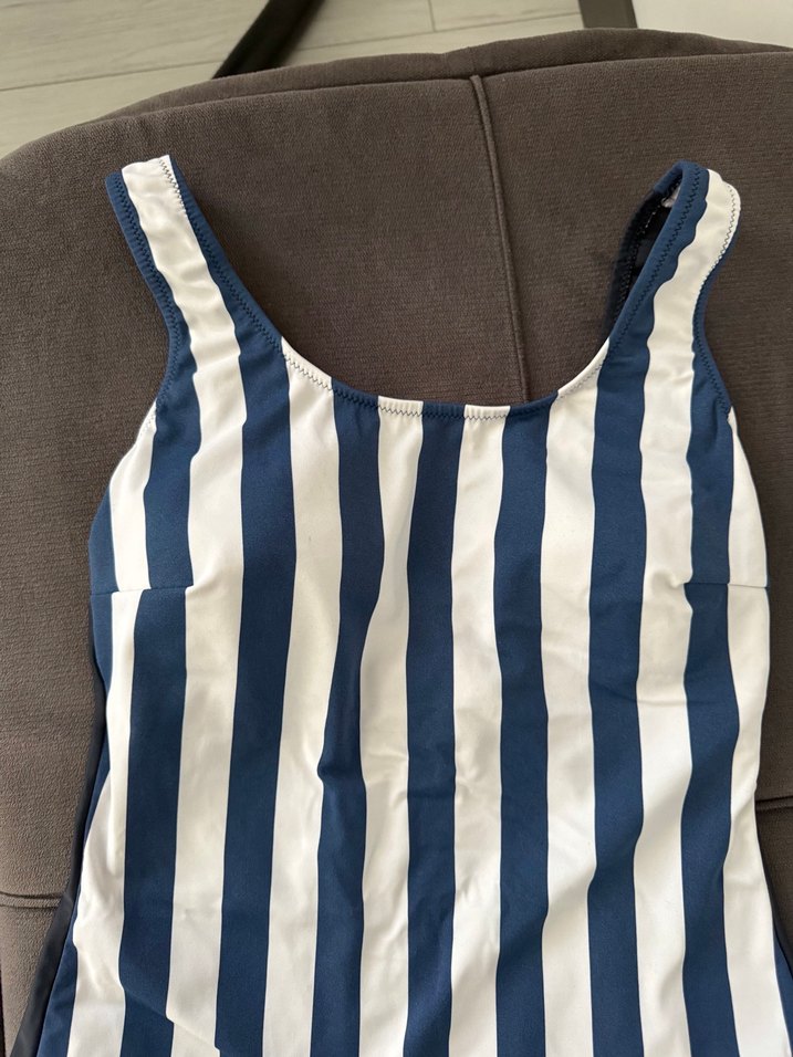Çizgili Lacivert Kadın Mayo - Görsel 2