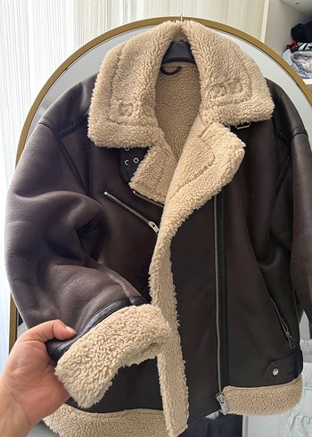 Kahverengi Deri Kürklü Kadın Ceket - Görsel 3