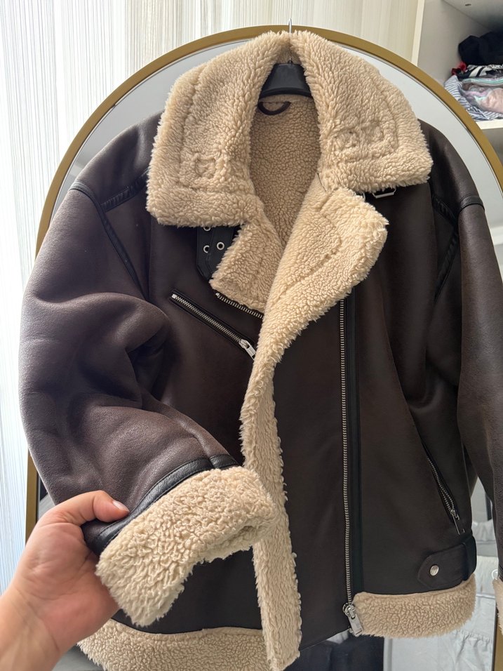 Kahverengi Deri Kürklü Kadın Ceket - Görsel 3