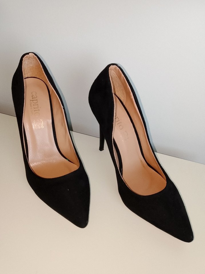 Siyah Süet Stiletto Kadın Topuklu Ayakkabı - Görsel 2