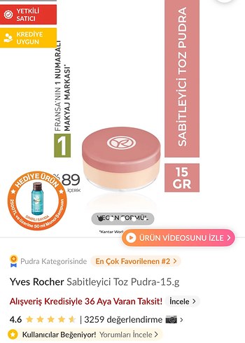 Yves Rocher Sabitleyici Toz Pudra 15g