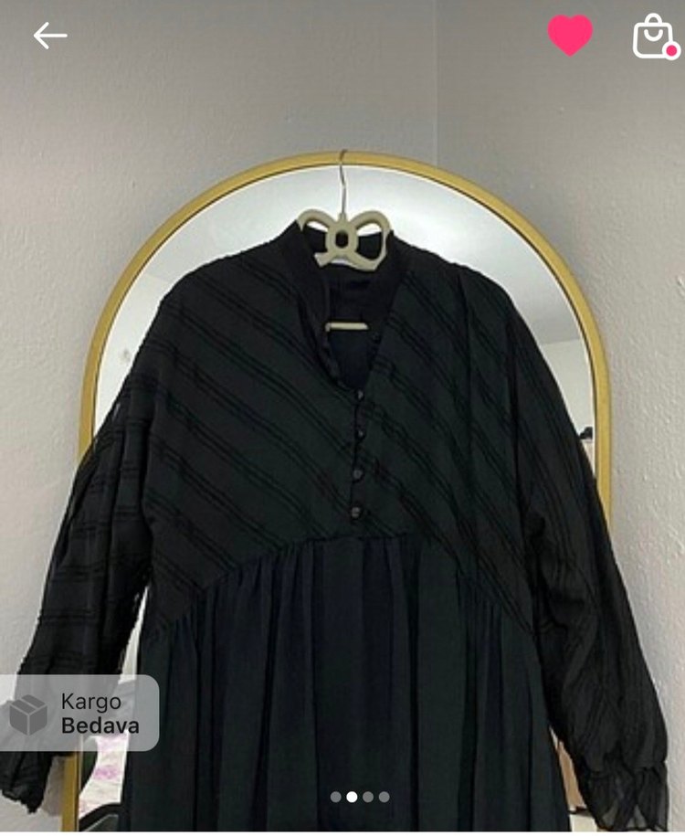 Uzun Siyah Bohem Nakışlı Elbise - Görsel 2