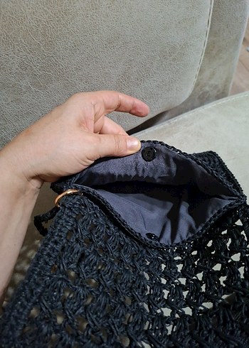 Siyah Örgü Kadın portföy Çanta - Görsel 6