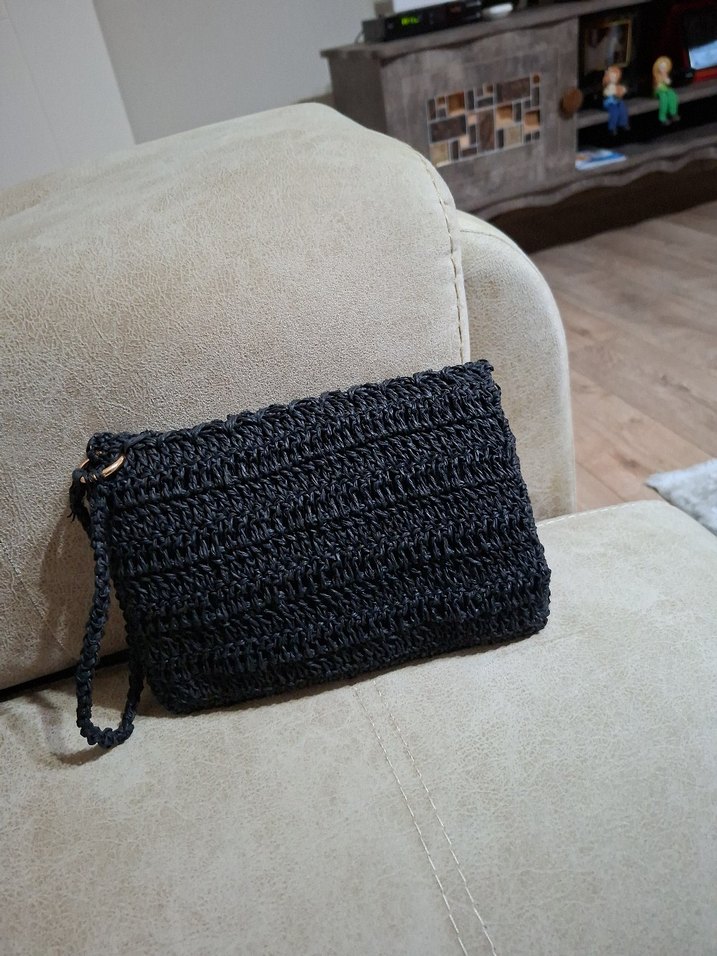 Siyah Örgü Kadın portföy Çanta - Görsel 2