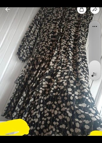 xl Beden Siyah Uzun Kollu Bohem Uzun Elbise