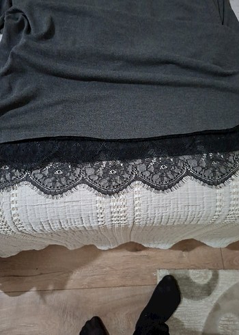 Gri ince tiriko Tunik - Görsel 3