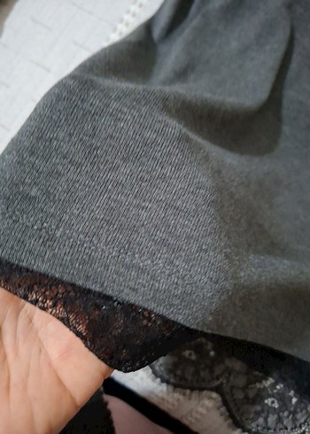 Gri ince tiriko Tunik - Görsel 4