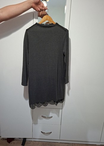 Gri ince tiriko Tunik - Görsel 6