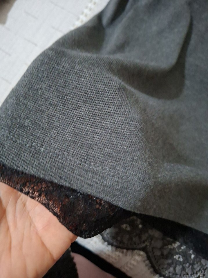 Gri ince tiriko Tunik - Görsel 4